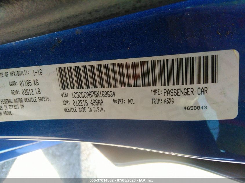 2016 CHRYSLER 200 LIMITED - 1C3CCCAB7GN169634