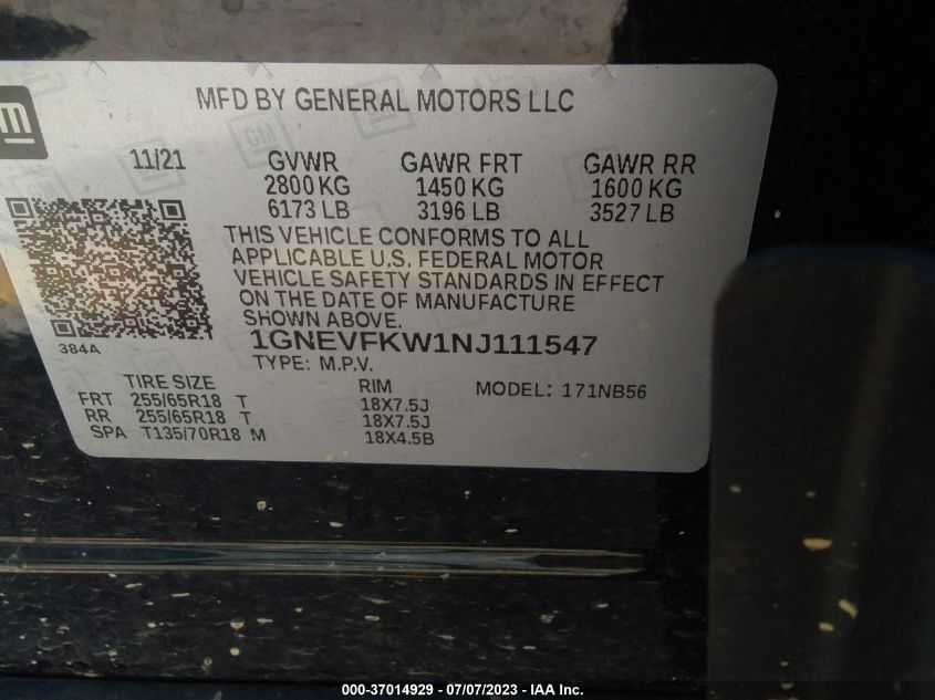 2022 CHEVROLET TRAVERSE LS - 1GNEVFKW1NJ111547