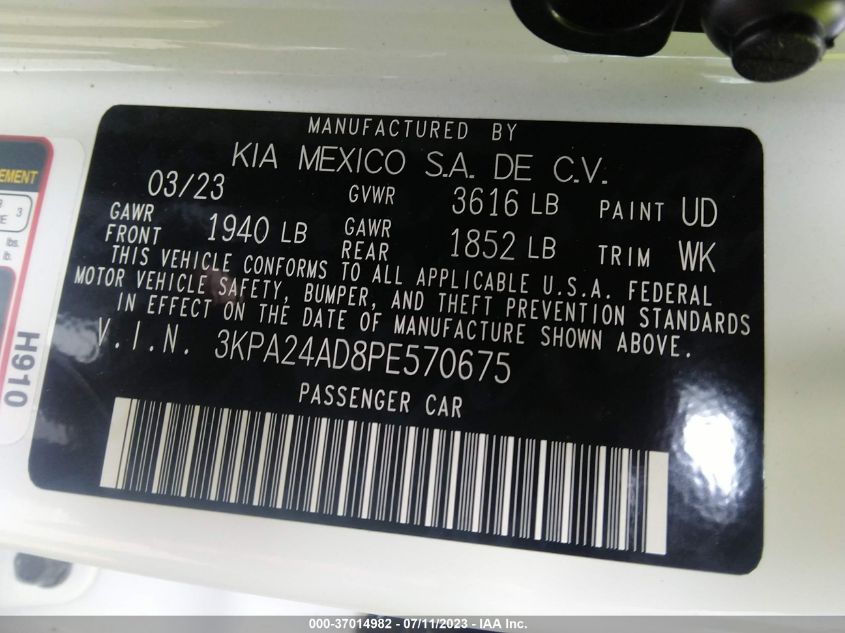 3KPA24AD8PE570675 Kia Rio LX 9