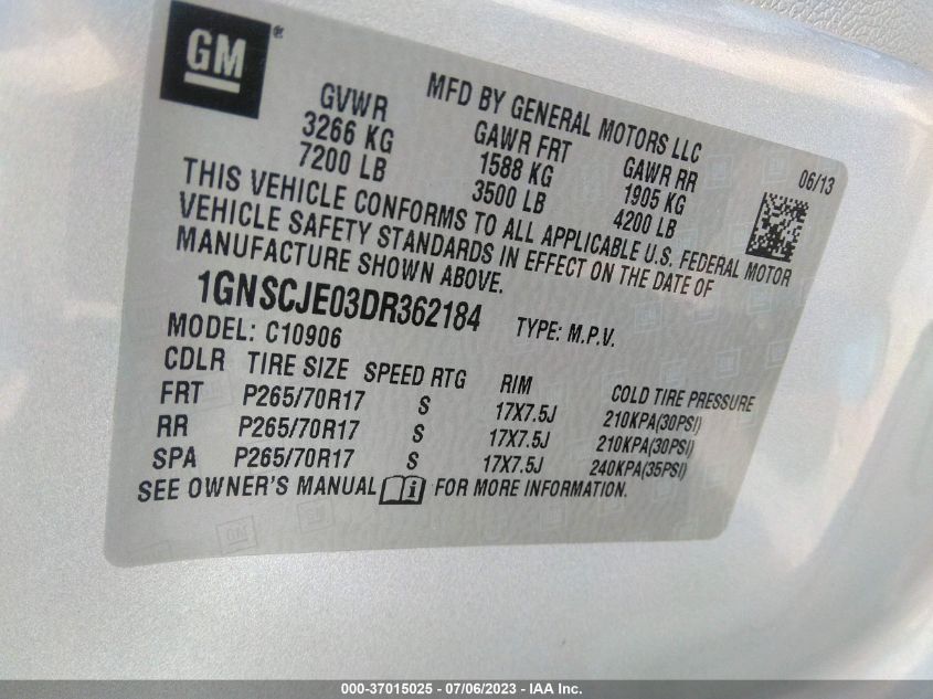 2013 CHEVROLET SUBURBAN C1500 LT - 1GNSCJE03DR362184
