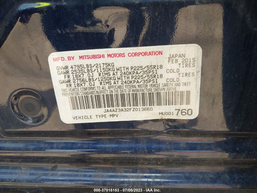2015 MITSUBISHI OUTLANDER SE - JA4AZ3A32FZ013660