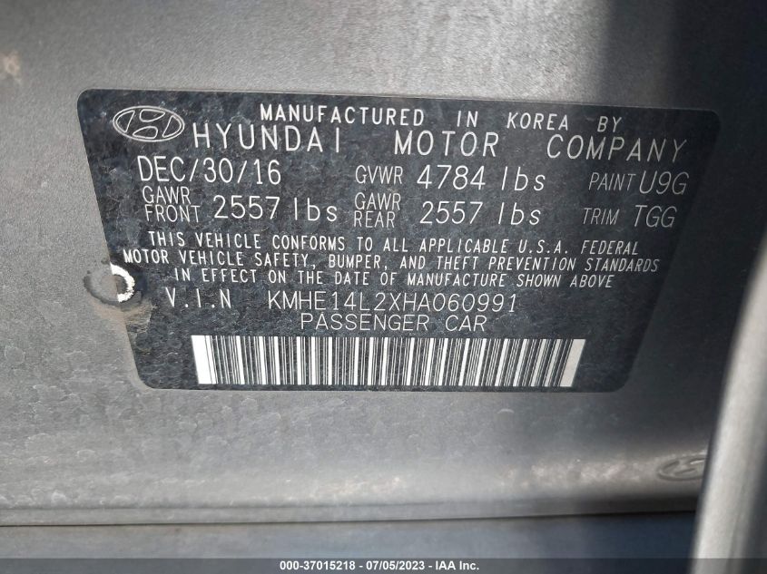 2017 HYUNDAI SONATA PLUG-IN HYBRID - KMHE14L2XHA060991