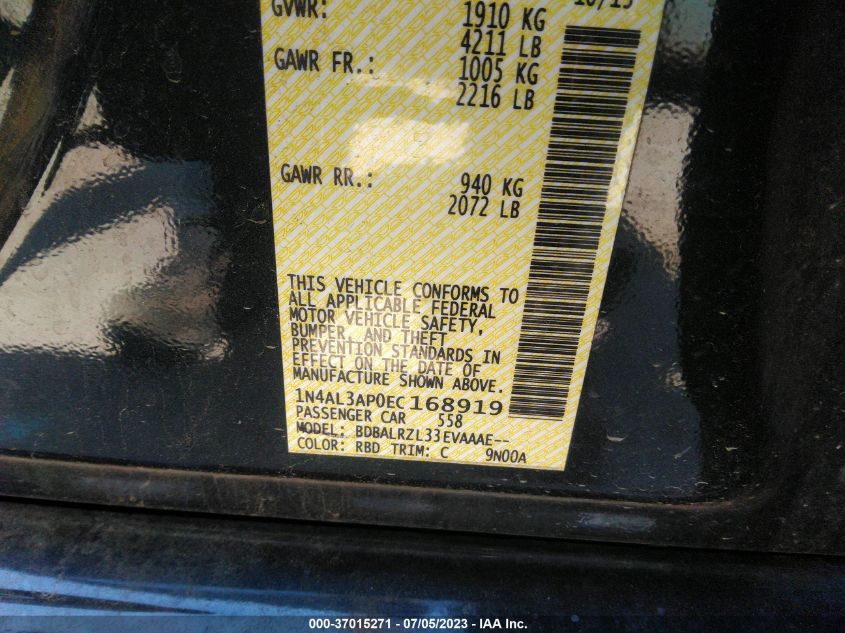 2014 NISSAN ALTIMA 2.5 S - 1N4AL3AP0EC168919