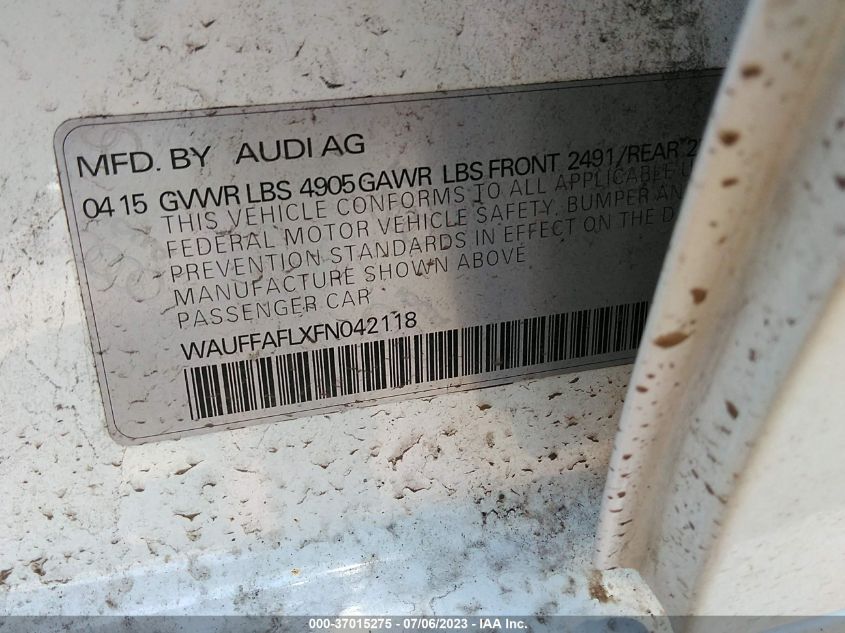 2015 AUDI A4 PREMIUM PLUS - WAUFFAFLXFN042118