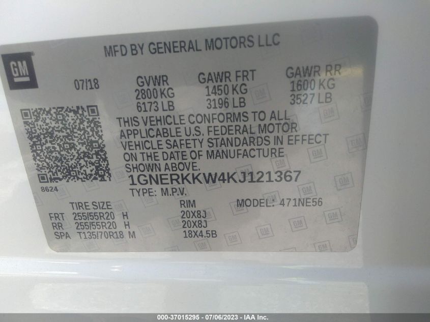 2019 CHEVROLET TRAVERSE PREMIER - 1GNERKKW4KJ121367
