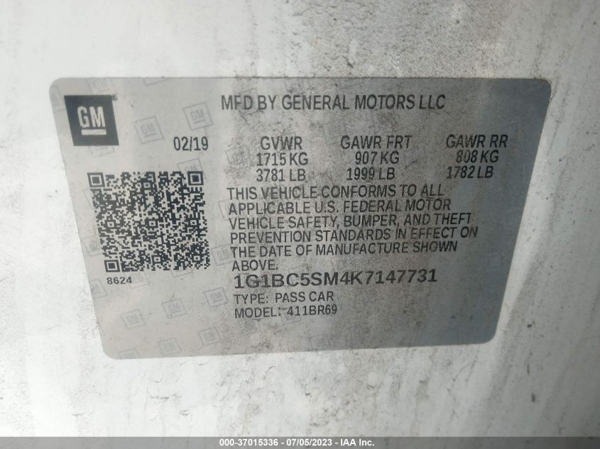 2019 CHEVROLET CRUZE LS - 1G1BC5SM4K7147731