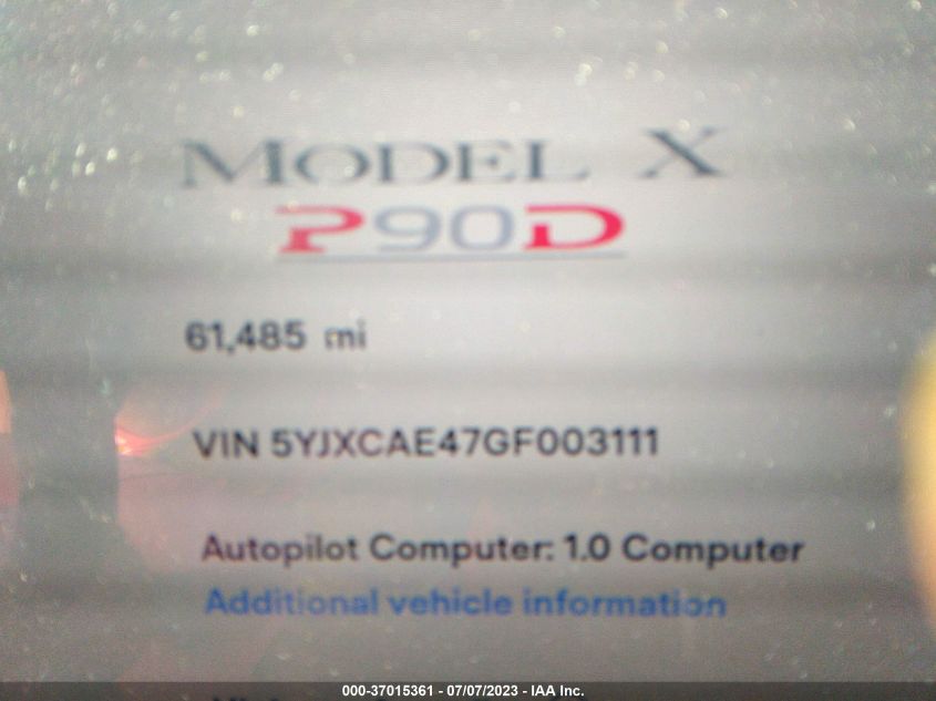 2016 TESLA MODEL X P90D/60D/P100D - 5YJXCAE47GF003111