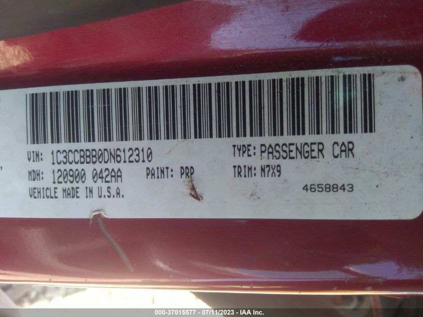 2013 CHRYSLER 200 TOURING - 1C3CCBBB0DN612310