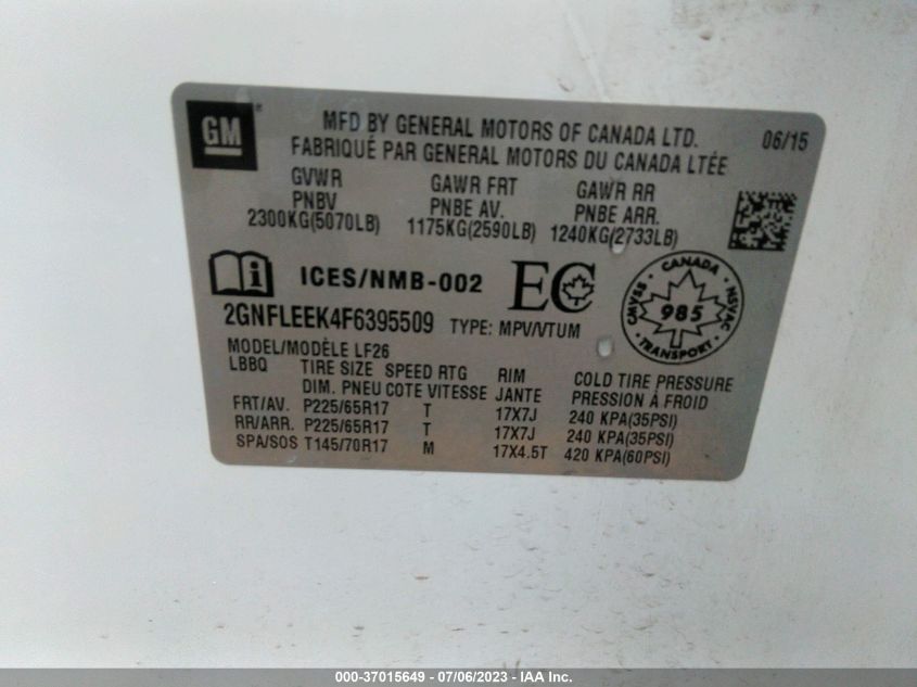 2015 CHEVROLET EQUINOX LS - 2GNFLEEK4F6395509