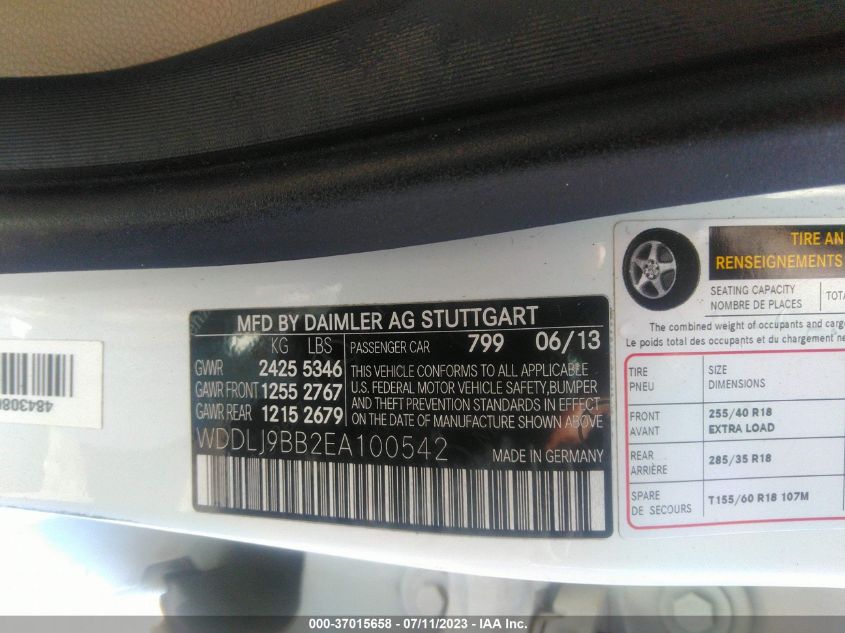 2014 MERCEDES-BENZ CLS-CLASS CLS 550 WDDLJ9BB2EA100542