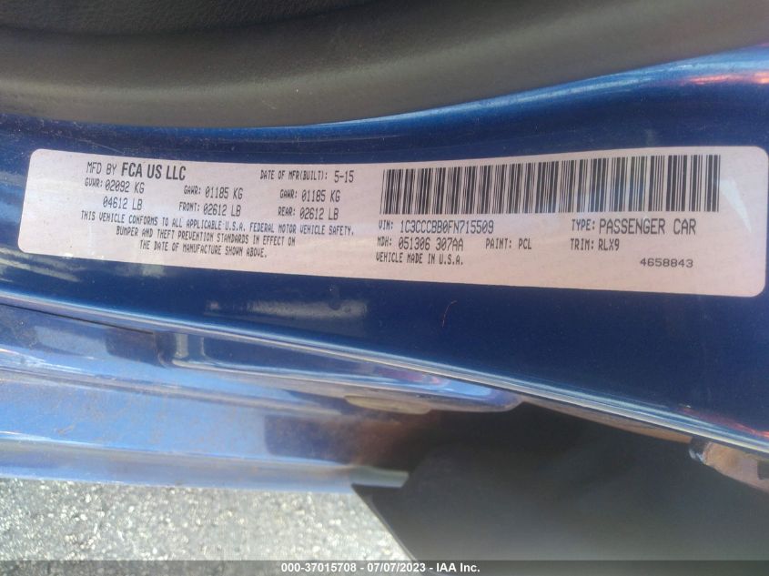 2015 CHRYSLER 200 S - 1C3CCCBB0FN715509