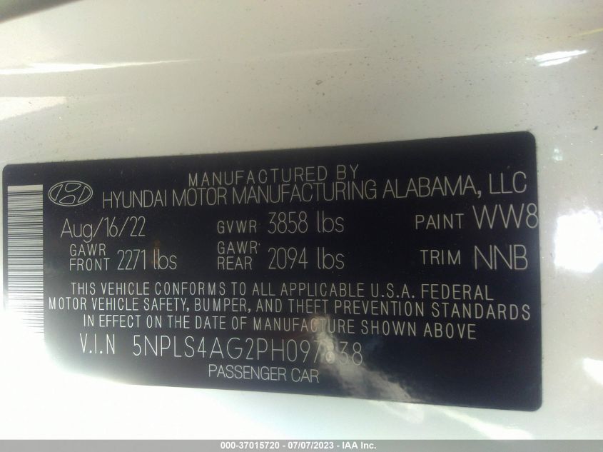 2023 HYUNDAI ELANTRA SEL - 5NPLS4AG2PH097838