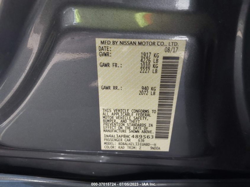 2017 NISSAN ALTIMA 2.5 SR - 1N4AL3AP8HC489563