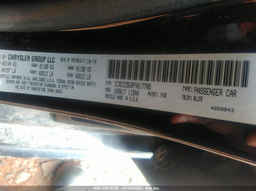 2015 CHRYSLER 200 S - 1C3CCCBG9FN617705