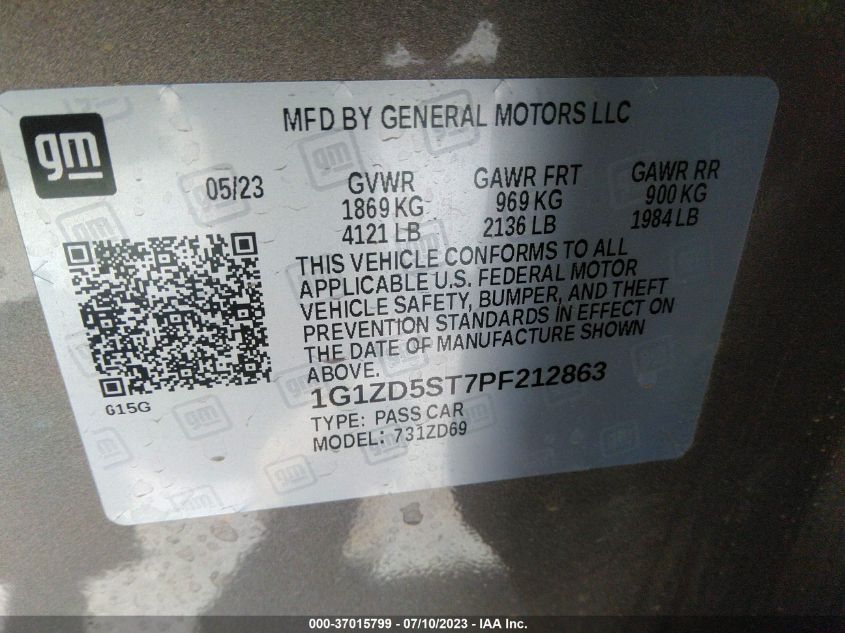 2023 CHEVROLET MALIBU LT - 1G1ZD5ST7PF212863