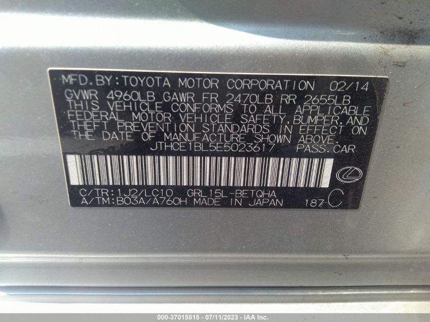 2014 LEXUS GS 350 - JTHCE1BL5E5023617