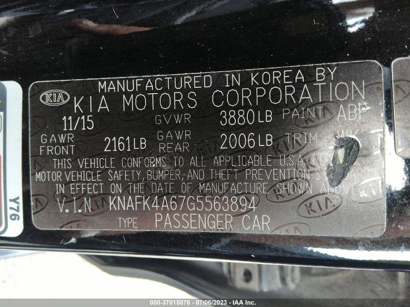 2016 KIA FORTE LX - KNAFK4A67G5563894