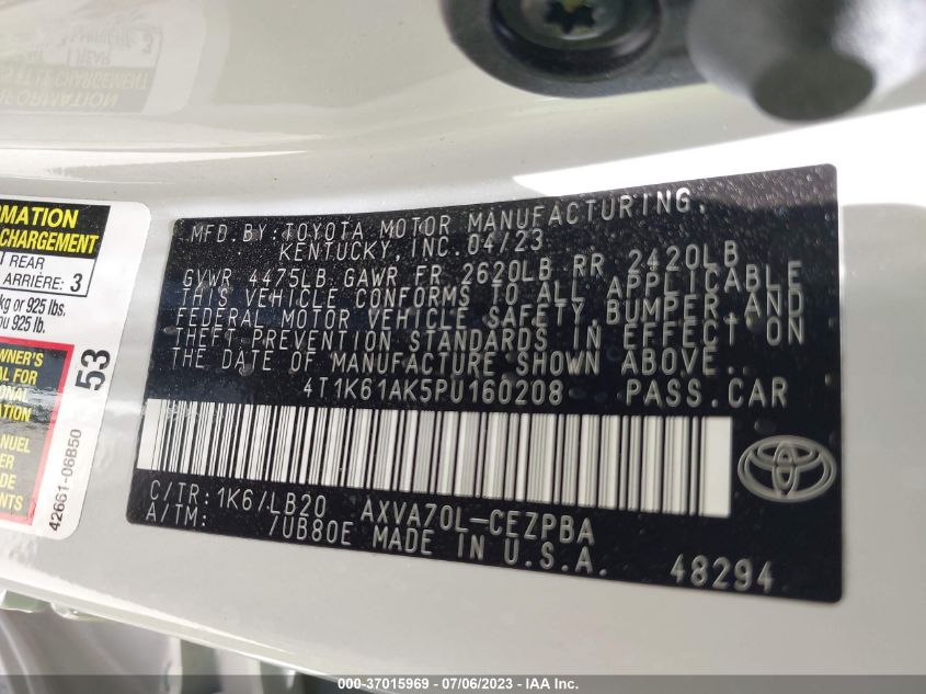 2023 TOYOTA CAMRY XSE - 4T1K61AK5PU160208