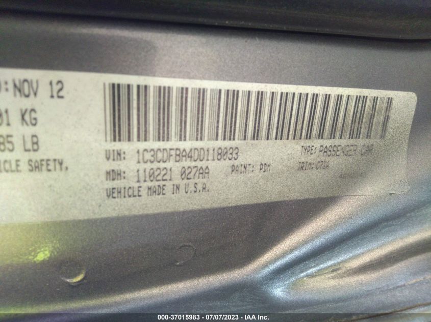 2013 DODGE DART RALLYE - 1C3CDFBA4DD118033
