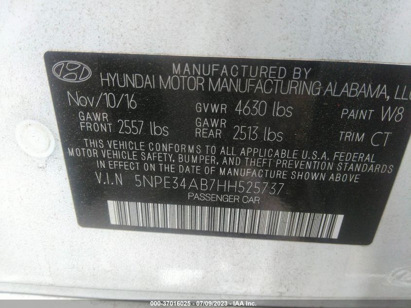 2017 HYUNDAI SONATA SPORT - 5NPE34AB7HH525737