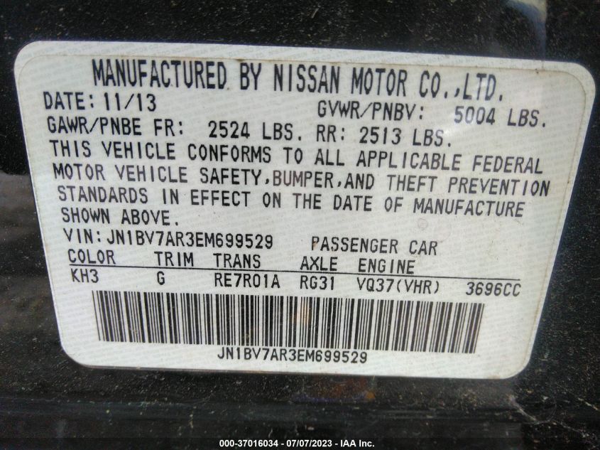 2014 INFINITI Q50 PREMIUM - JN1BV7AR3EM699529