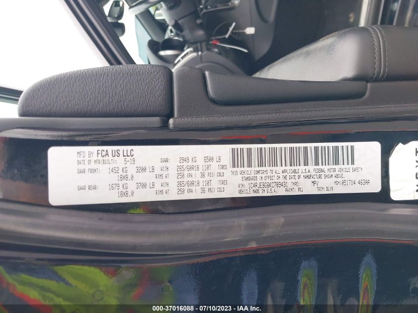 2019 JEEP GRAND CHEROKEE LIMITED - 1C4RJEBG6KC789431