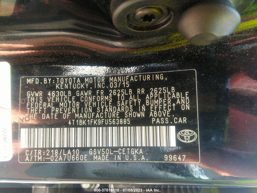 2015 TOYOTA CAMRY XSE/XLE - 4T1BK1FK9FU563885