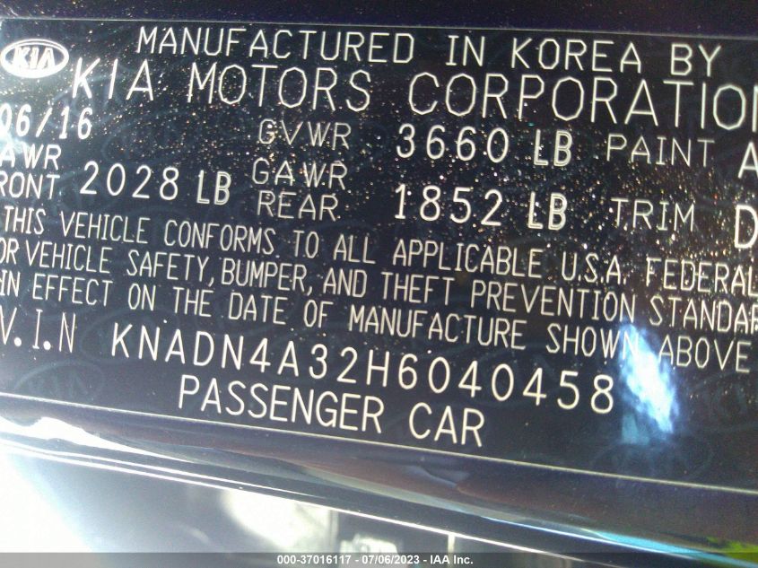 2017 KIA RIO EX - KNADN4A32H6040458