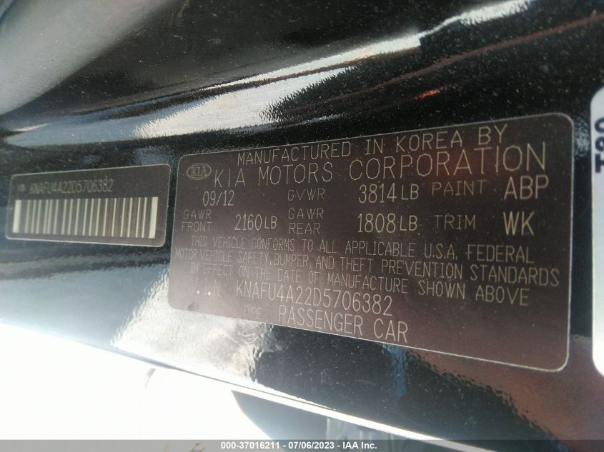 2013 KIA FORTE EX - KNAFU4A22D5706382