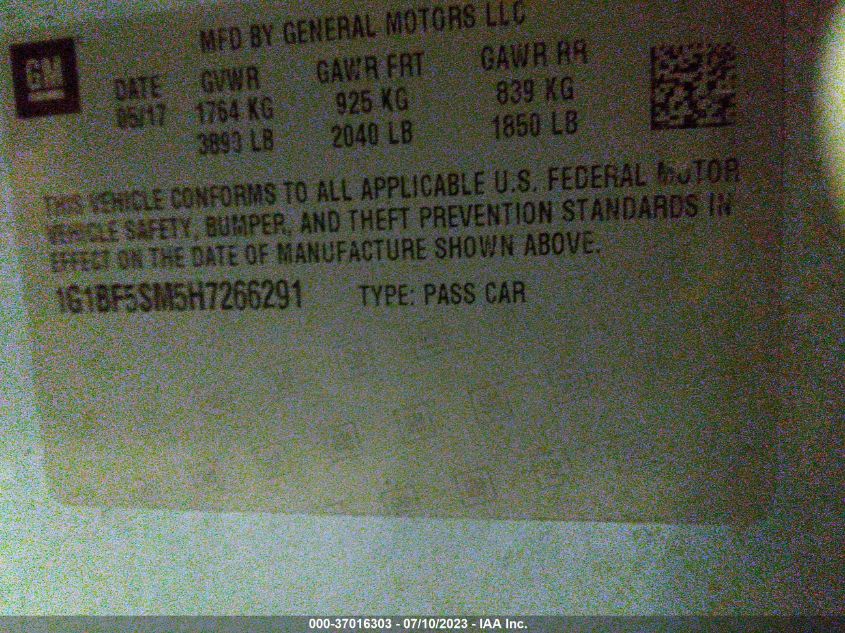 2017 CHEVROLET CRUZE PREMIER - 1G1BF5SM5H7266291