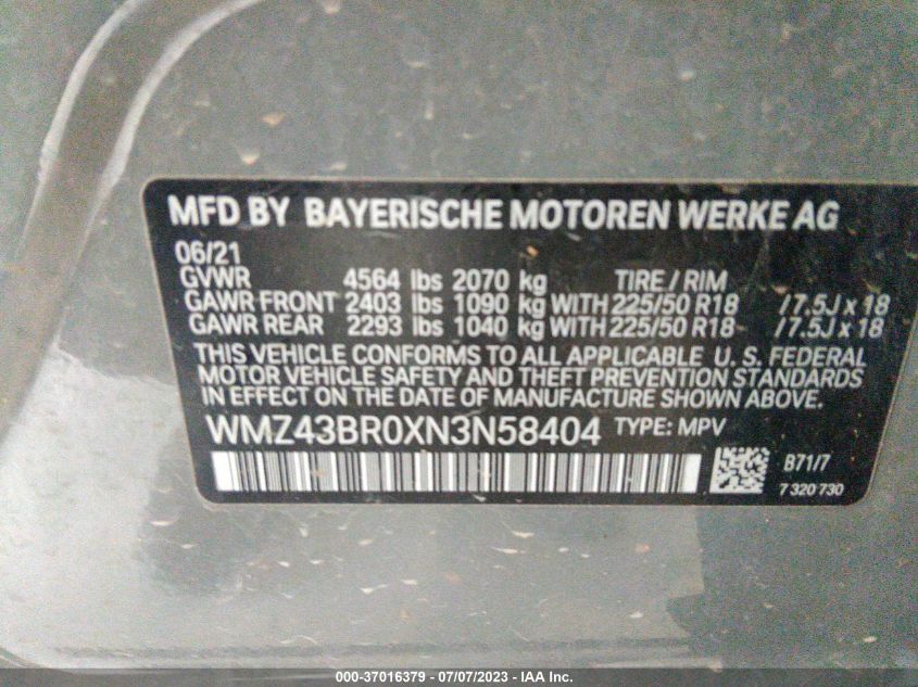 2022 MINI COUNTRYMAN COOPER - WMZ43BR0XN3N58404