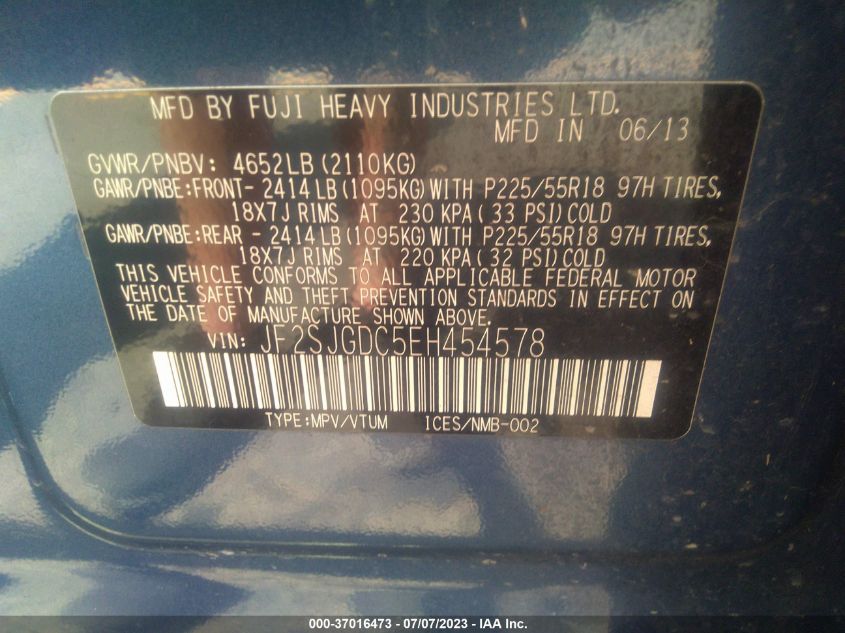 2014 SUBARU FORESTER 2.0XT PREMIUM - JF2SJGDC5EH454578