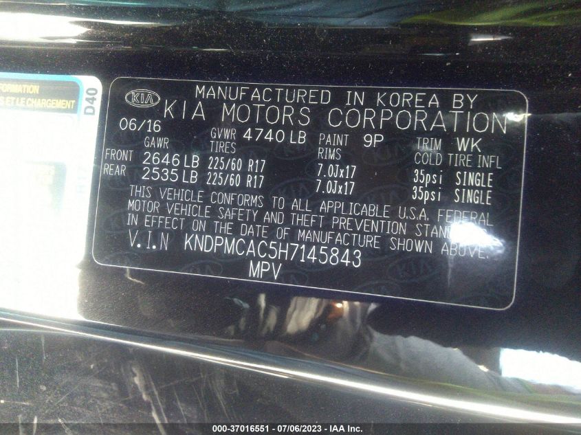 2017 KIA SPORTAGE LX - KNDPMCAC5H7145843