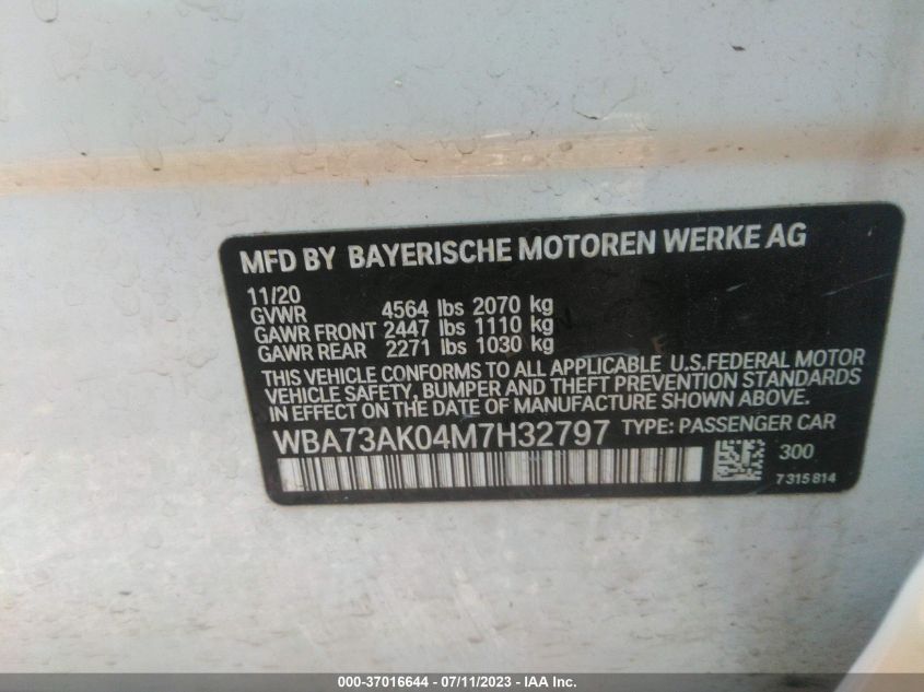 2021 BMW 2 SERIES 228I XDRIVE - WBA73AK04M7H32797