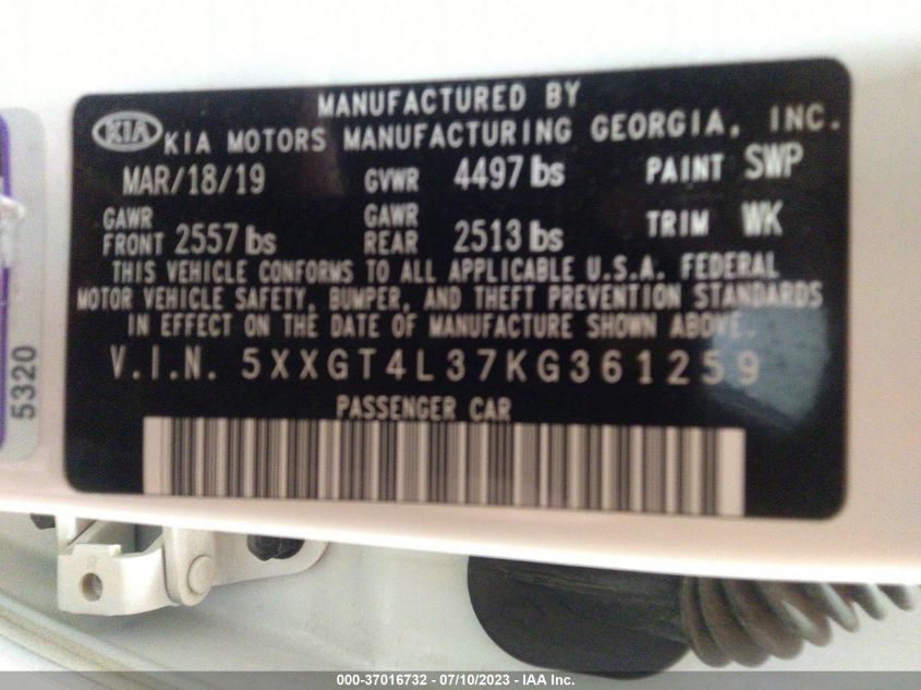 2019 KIA OPTIMA S - 5XXGT4L37KG361259