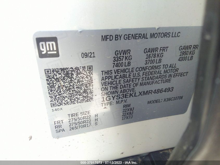 2021 CADILLAC ESCALADE SPORT - 1GYS3EKLXMR486493