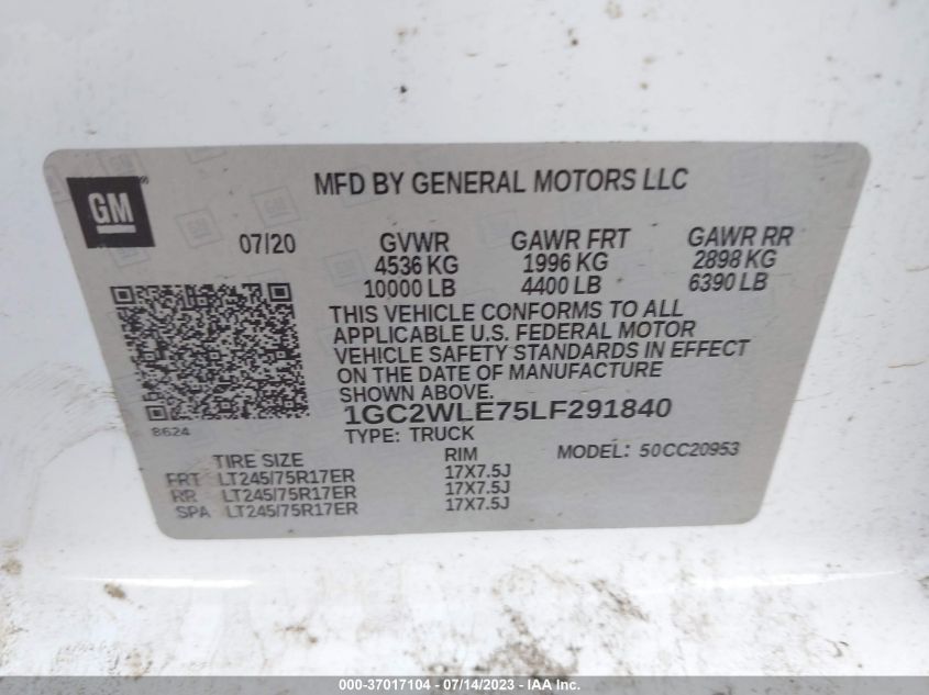 2020 CHEVROLET SILVERADO 2500HD WORK TRUCK - 1GC2WLE75LF291840