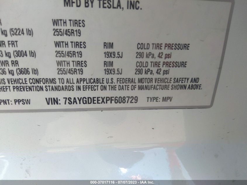 2023 TESLA MODEL Y LONG RANGE - 7SAYGDEEXPF608729