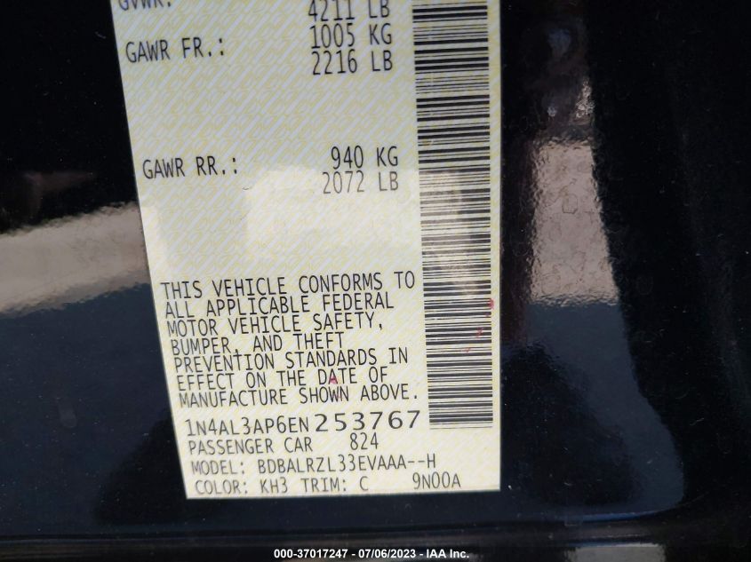 2014 NISSAN ALTIMA 2.5/S/SV/SL - 1N4AL3AP6EN253767