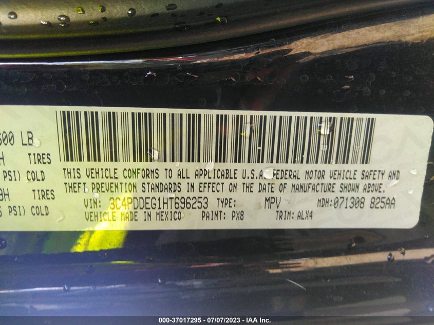 VIN 3C4PDDEG1HT696253 2017 DODGE JOURNEY GT