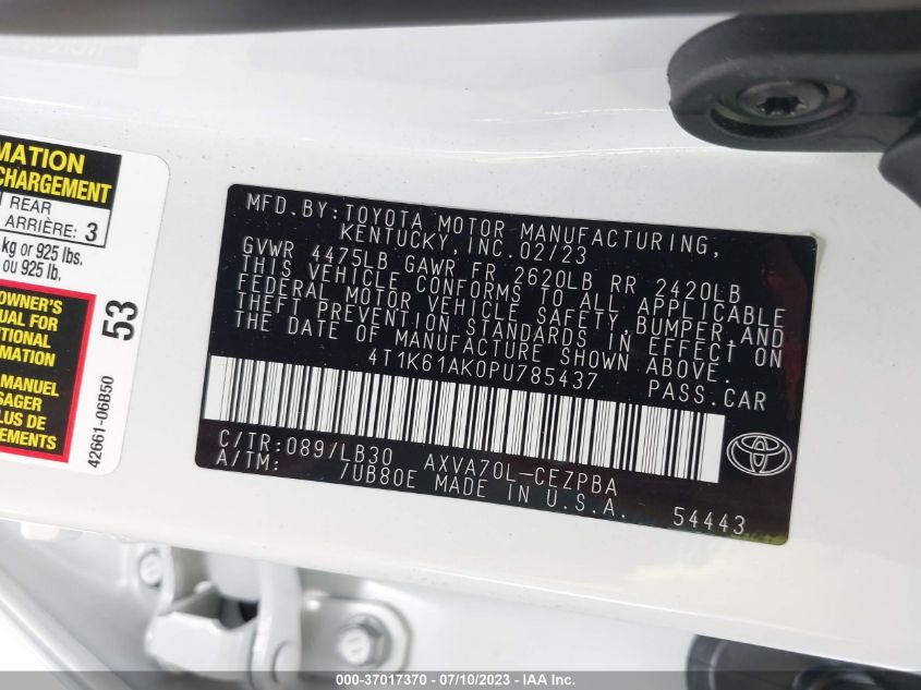 2023 TOYOTA CAMRY XSE - 4T1K61AK0PU785437