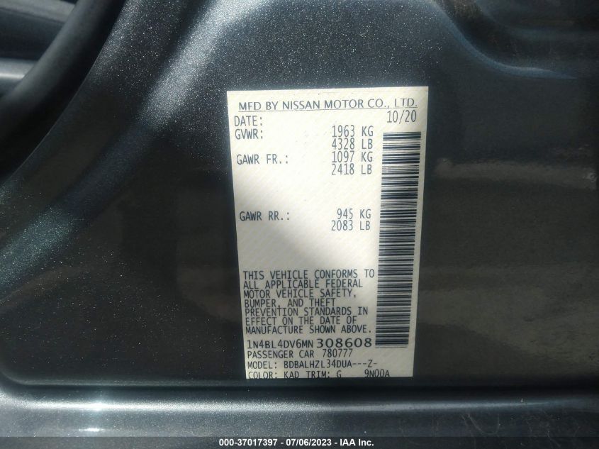 2021 NISSAN ALTIMA 2.5 SV - 1N4BL4DV6MN308608