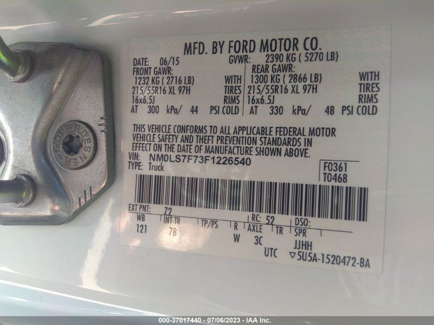 2015 FORD TRANSIT CONNECT XLT - NM0LS7F73F1226540