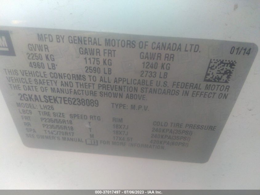 2014 GMC TERRAIN SLT - 2GKALSEK7E6238089