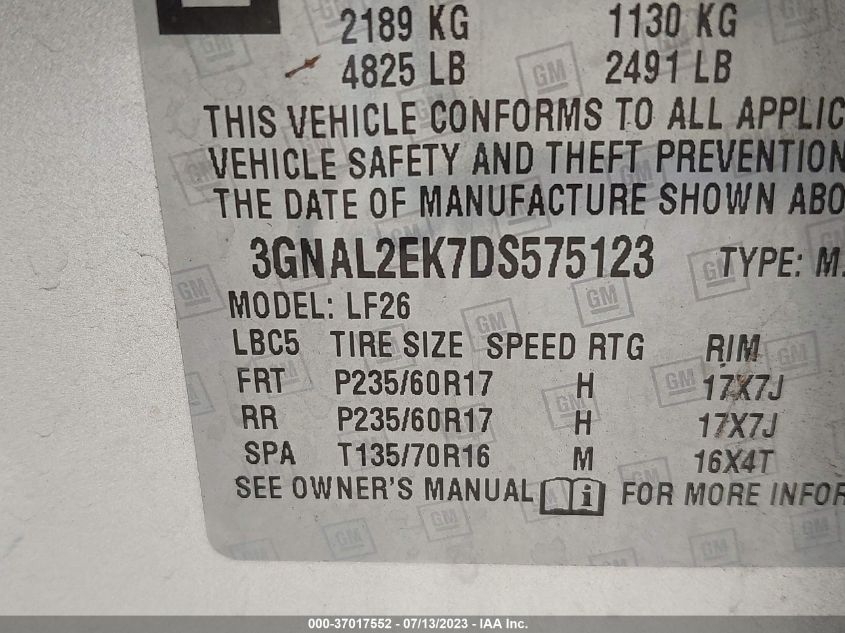 2013 CHEVROLET CAPTIVA SPORT FLEET LS - 3GNAL2EK7DS575123