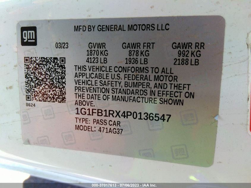 2023 CHEVROLET CAMARO 1LT - 1G1FB1RX4P0136547