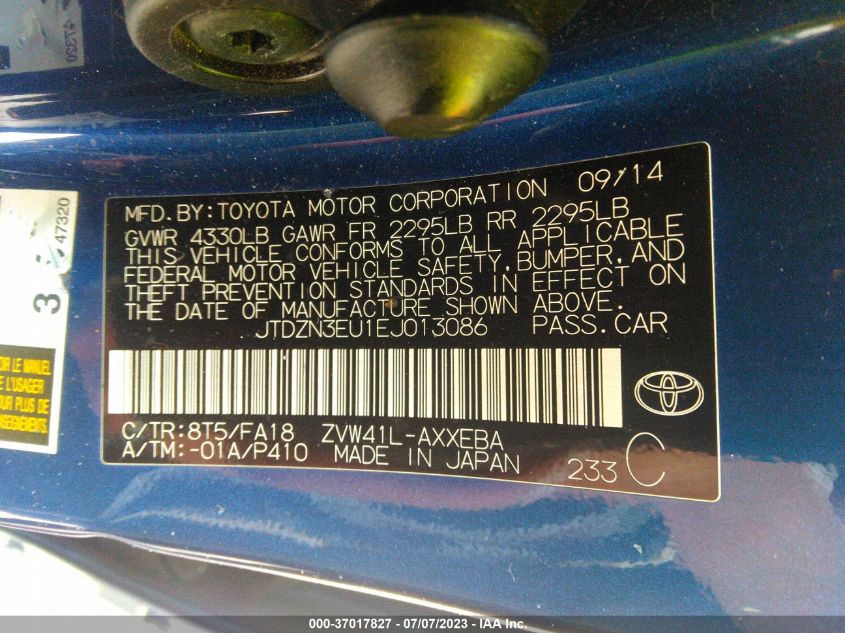 2014 TOYOTA PRIUS V TWO/THREE/FIVE - JTDZN3EU1EJ013086