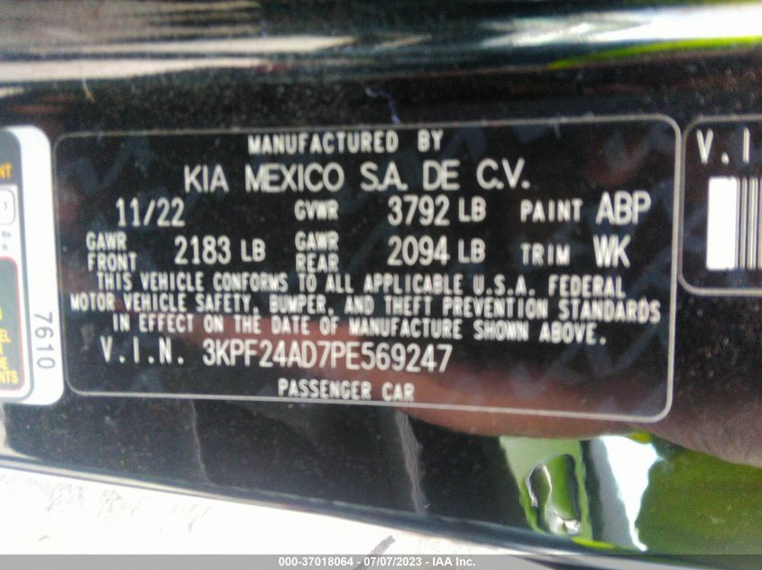 2023 KIA FORTE LX/LXS - 3KPF24AD7PE569247