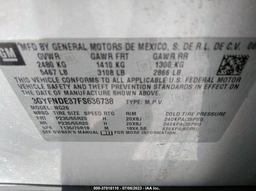 2015 CADILLAC SRX PREMIUM COLLECTION - 3GYFNDE37FS636738
