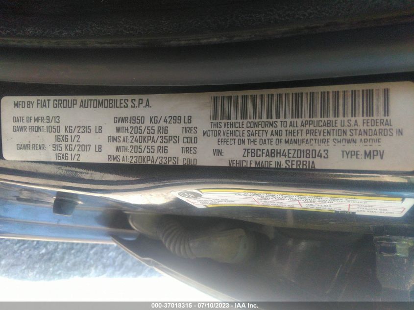 2014 FIAT 500L EASY - ZFBCFABH4EZ018043